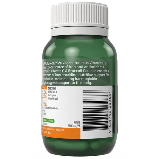 Naturopathica 鐵+維生素C 和西蘭花粉 30 粒膠囊 (素食認證)