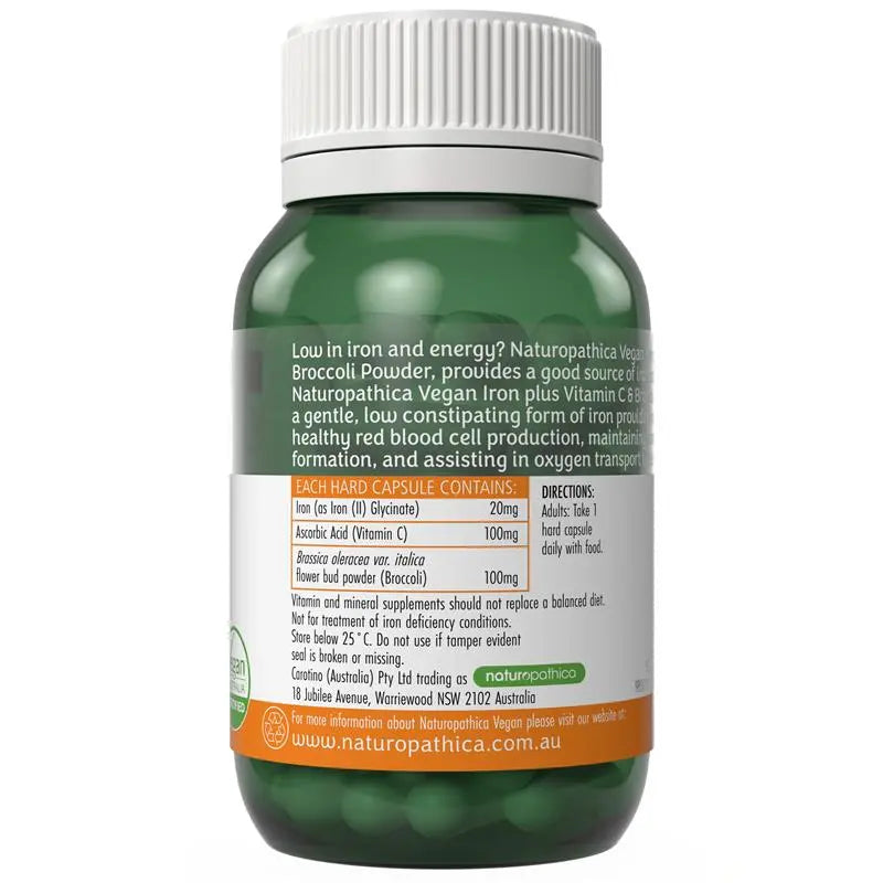 Naturopathica 鐵+維生素C 和西蘭花粉 30 粒膠囊 (素食認證)