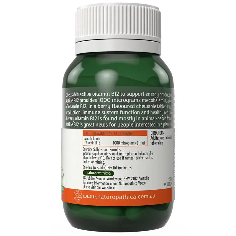 Naturopathica 活性維生素 B12 60 片咀嚼片 (素食認證)
