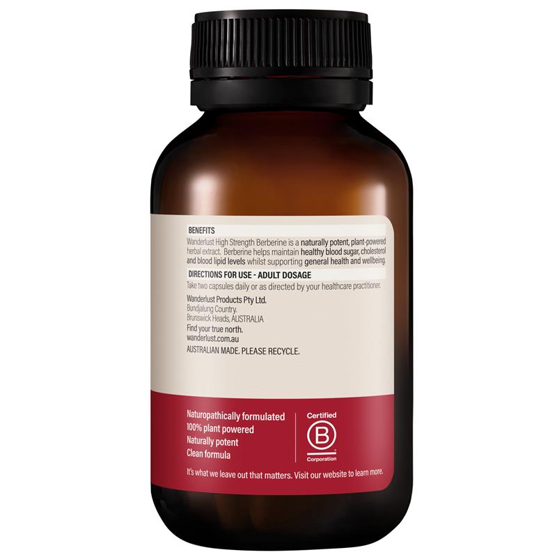 Wanderlust 天然草本黃連素(小蘗鹼) 60 粒膠囊(血糖、膽固醇和血脂)