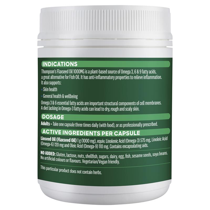 Thompson's 亞麻仁油 1000 毫克 200 粒素食膠囊(魚油的替代品)