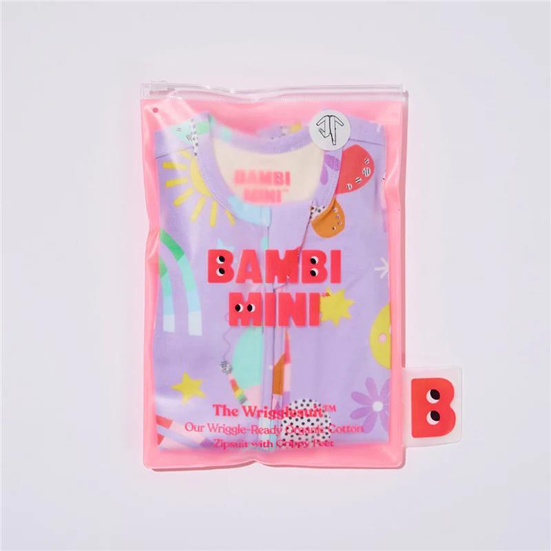 Bambi Mini Co. 認證有機棉拉鍊套裝 0-3 個月 Wrigglesuit 淡紫色