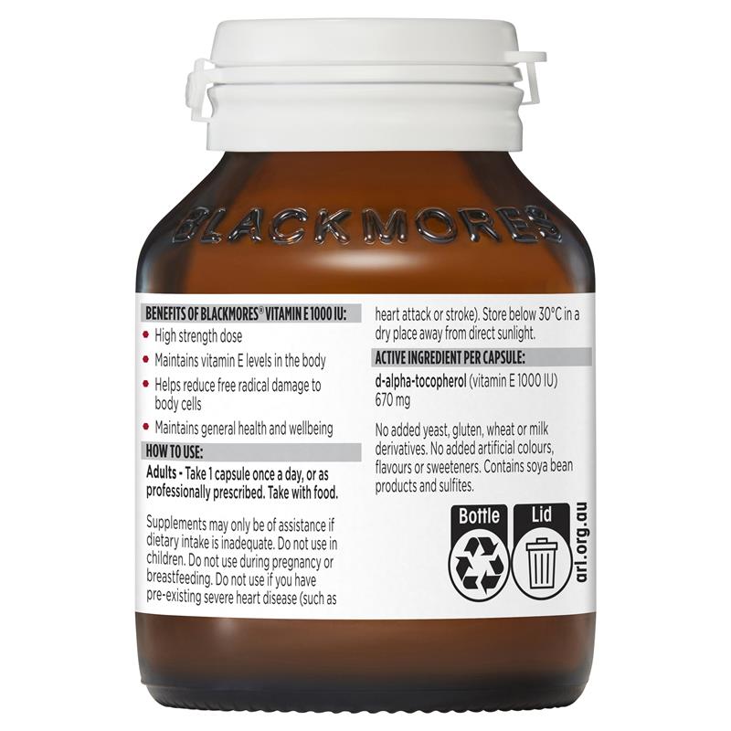 Blackmores 維生素 E 1000IU  30 顆(膽固醇健康)