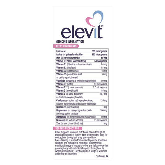 Elevit 愛樂維 孕前妊娠複合維生素片 30 包(30 天)