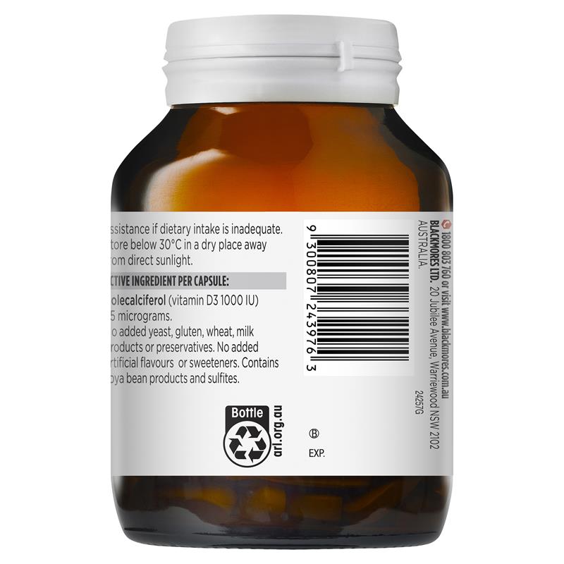 Blackmores 維生素 D3 1000IU 一天一粒 200 粒膠囊(骨骼健康)