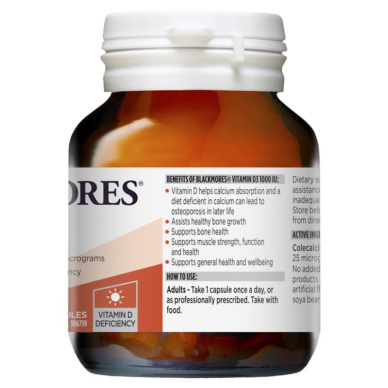 Blackmores 維生素 D3 1000IU 60 粒膠囊(一天一粒骨骼健康)