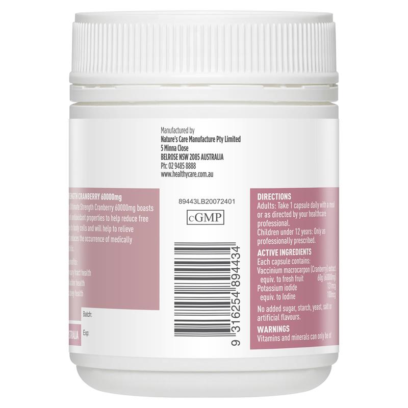 Healthy Care 雙倍強度度蔓越莓 60000 毫克 60 粒