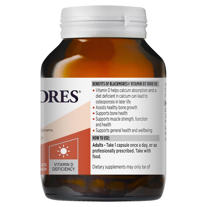 Blackmores 維生素 D3 1000IU 一天一粒 200 粒膠囊(骨骼健康)