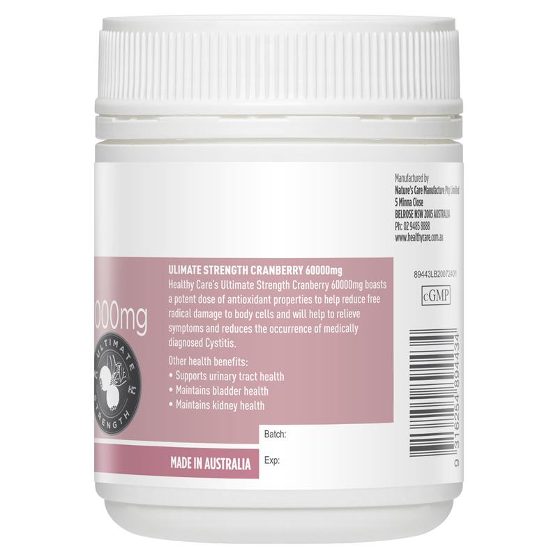 Healthy Care 雙倍強度度蔓越莓 60000 毫克 60 粒