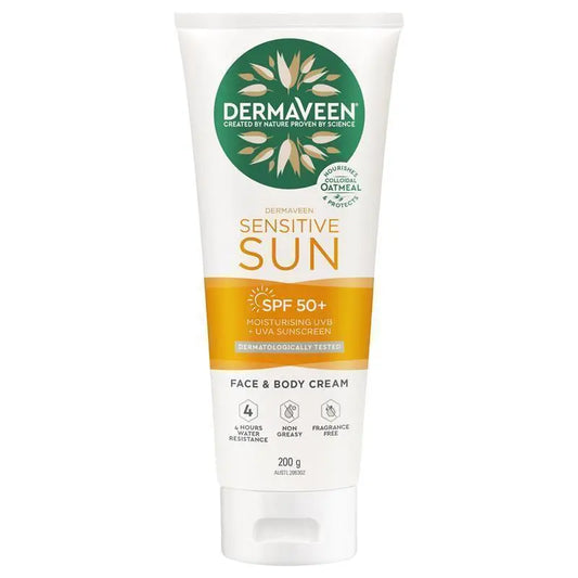 DermaVeen 敏感肌防曬 SPF 50+ 保濕乳霜及身體乳 200克