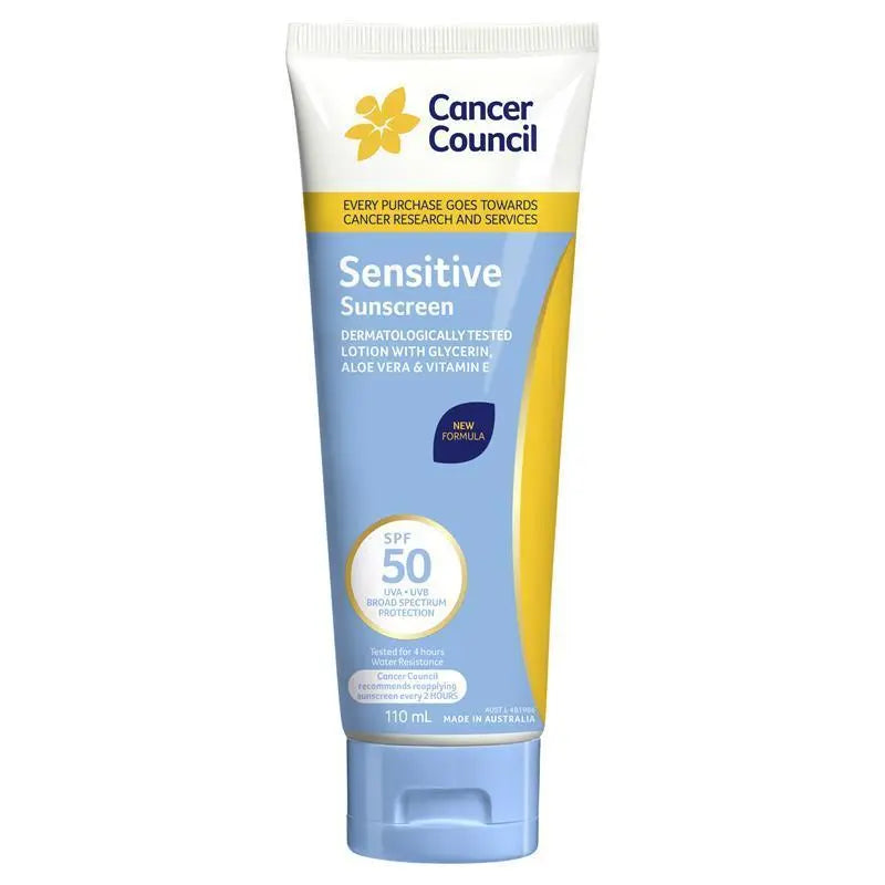 Cancer Council 敏感肌防曬乳 SPF 50+  110 毫升(蘆薈 維生素 E)
