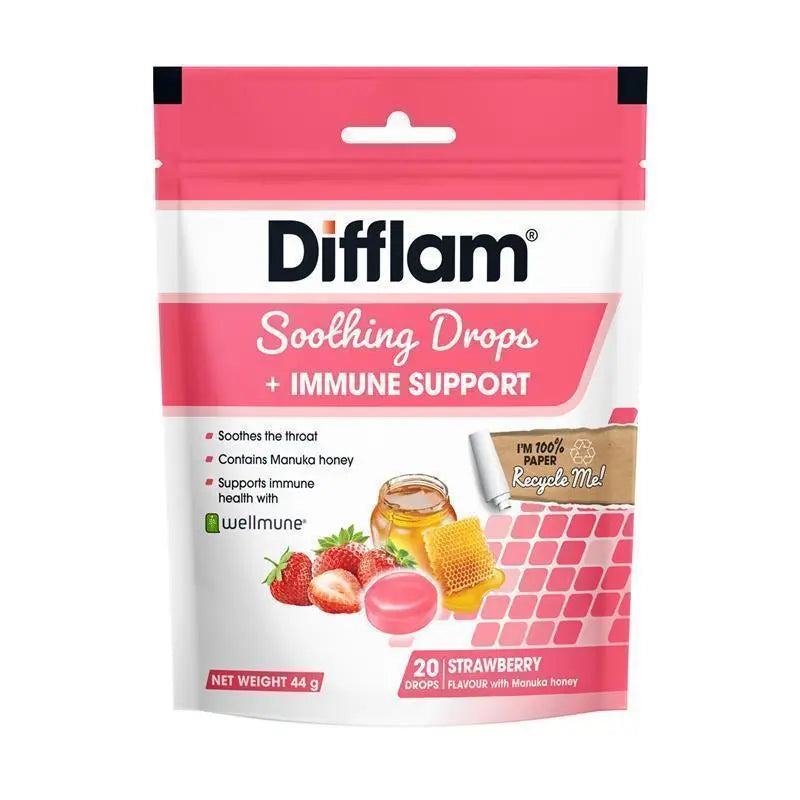 Difflam 舒緩潤喉糖 + 免疫支持 20 顆 草莓口味