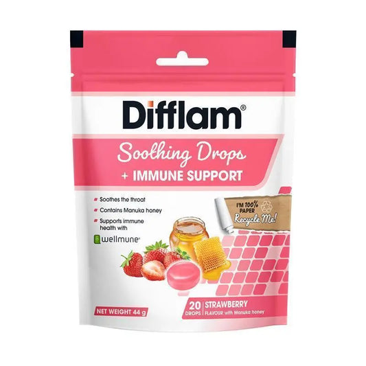 Difflam 舒緩潤喉糖 + 免疫支持 20 顆 草莓口味