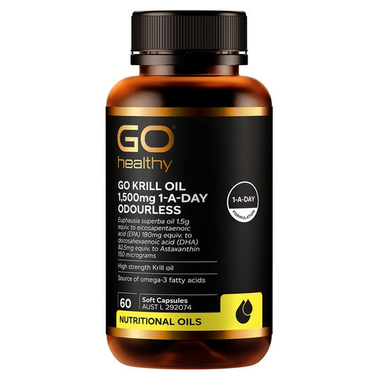 GO Healthy 磷蝦油 1,500 毫克 每日一次 無味 60 粒軟膠囊