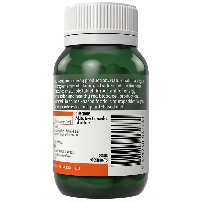 Naturopathica 活性維生素 B12 60 片咀嚼片 (素食認證)