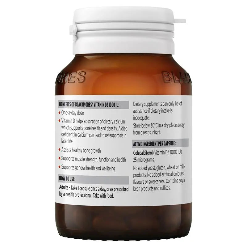 Blackmores 維生素D3 1000IU 130 粒膠囊(一天一粒骨骼健康)