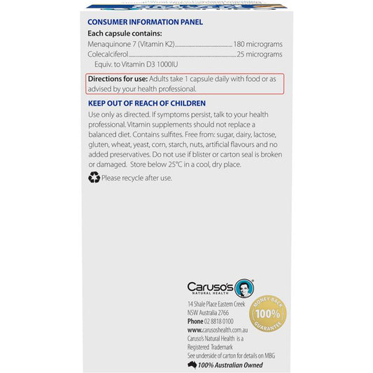 Carusos 維生素 K2 + D3 60 粒(骨骼強度密度)