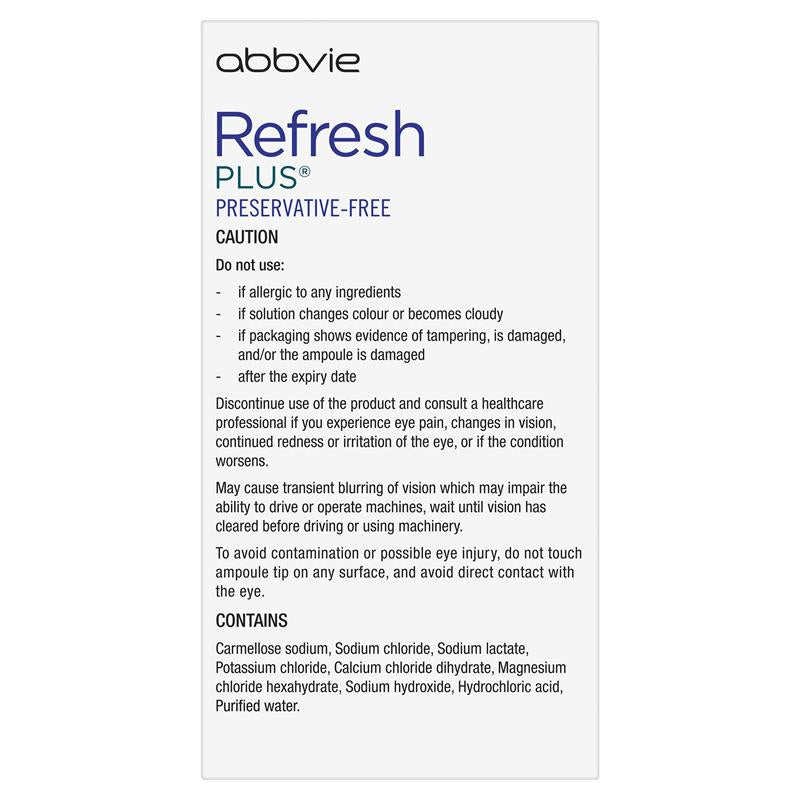 Refresh 滴眼液  0.4ml x60 (無防腐劑)緩解眼睛乾澀隱形眼鏡佩戴不適