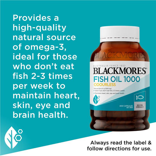 Blackmores 無味魚油 1000mg  400 粒(Omega-3)