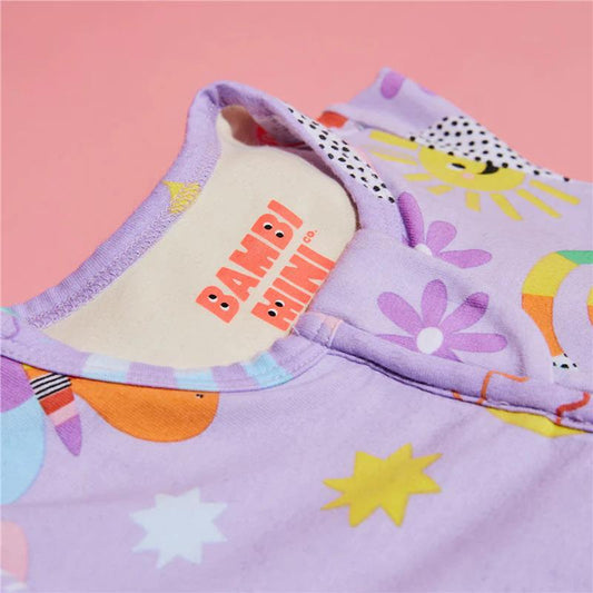 Bambi Mini Co.  認證有機棉拉鍊套裝 0-3 個月 Wrigglesuit 淡紫色