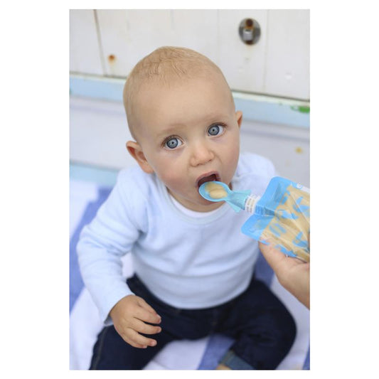 Cherub Baby 通用食品袋勺子藍色和綠色 2 件裝 (不含雙酚 A 和 BPS)
