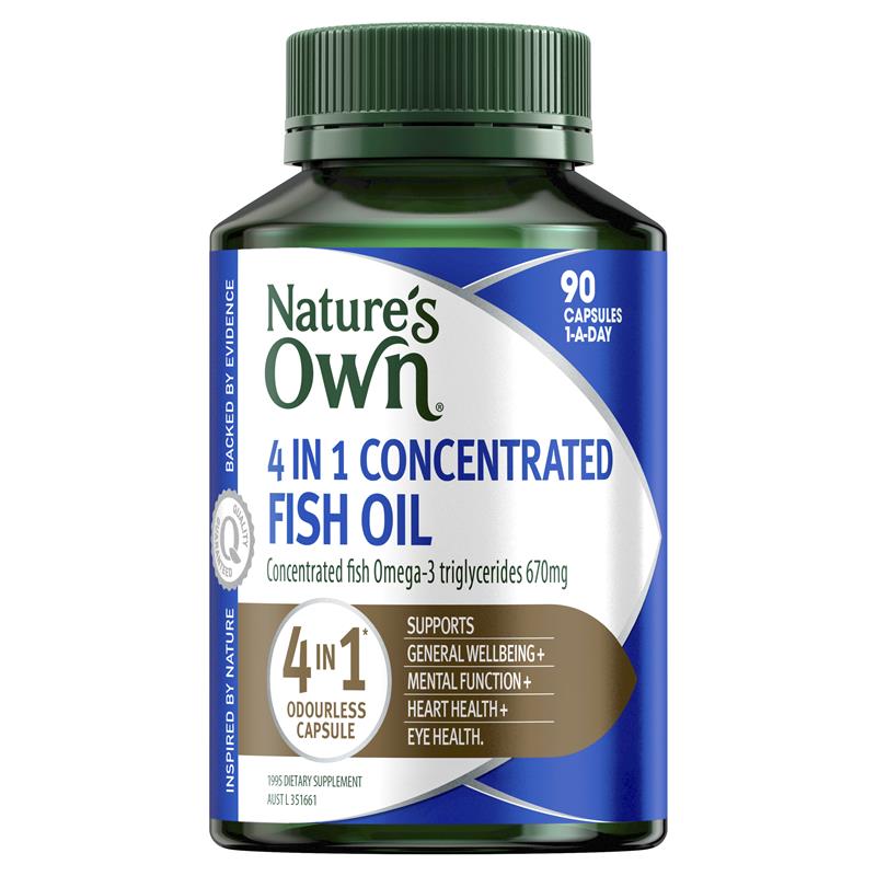 Nature's Own 4 合 1 無味濃縮魚油 - 含 Omega 3 - 90 粒