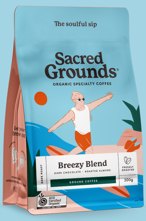 Sacred Grounds 有機微風混合研磨咖啡粉 200g (黑巧克力和烤杏仁)