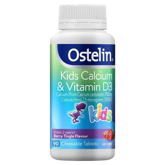 Ostelin 兒童鈣和維生素 D 咀嚼片 - D3 用於兒童骨骼健康和免疫 - 90 顆