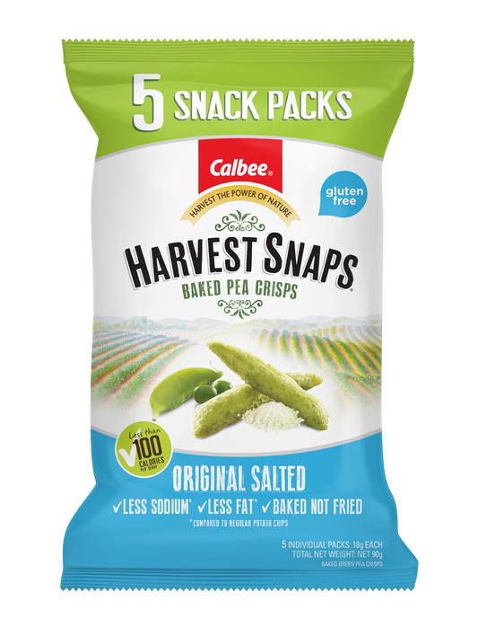 Calbee Harvest Snaps 原味豌豆烤薯片 5 包裝 (少於 100 卡路里)