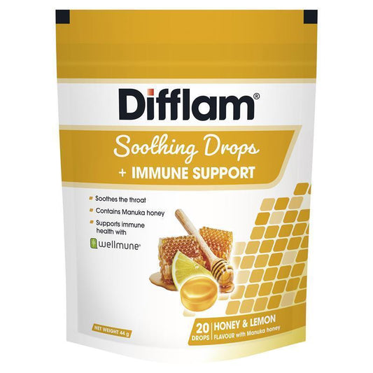 Difflam 蜂蜜和檸檬舒緩喉糖 + 免疫支持 20 顆