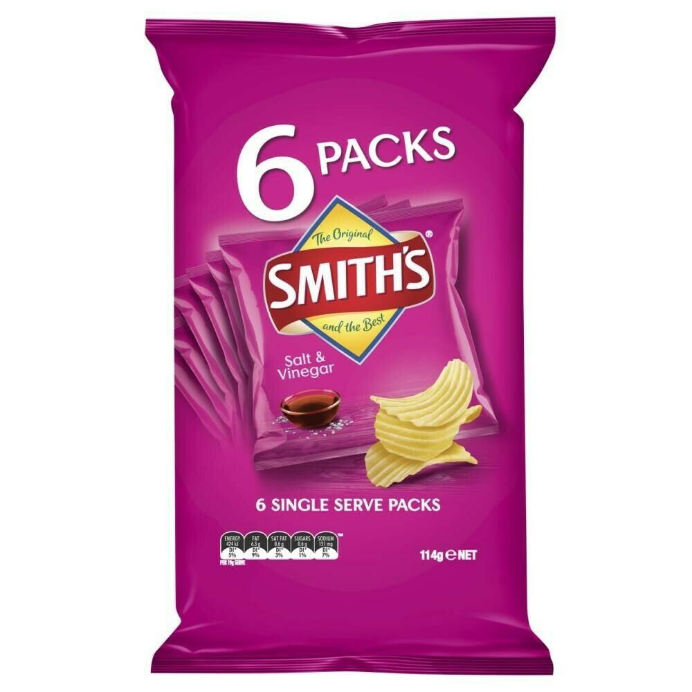 Smith's Crinkle Cut 鹽醋味薯片 6 包裝